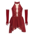 thumbnail image 1 of TSSOE Girls Contemporary Dance Dress Latin Jazz Performance Clothes Figure Ice Skating Outfits Wrap Skirts Burgundy 16, 1 of 3