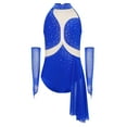 thumbnail image 1 of TSSOE Girls Figure Skating Leotard Lyrical Ballet Dance Dress Outfits Cutout Back Skirted Leotard with Gloves Blue 16, 1 of 7