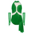 thumbnail image 1 of TSSOE Girls Figure Skating Leotard Lyrical Ballet Dance Dress Outfits Cutout Back Skirted Leotard with Gloves Green 16, 1 of 3