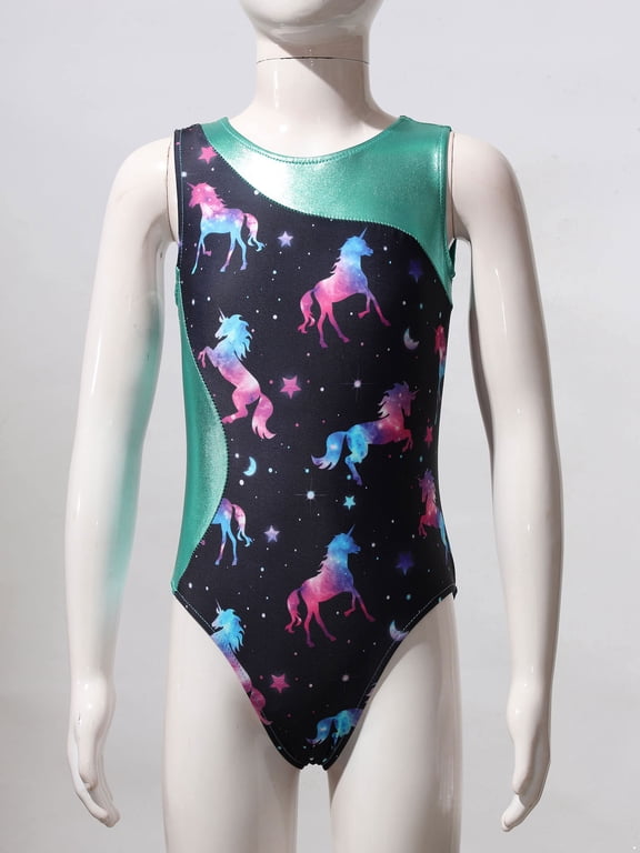 Girls' Gymnastics Leotards Ice Skating Dancing Swimming Suit with Shorts Sparkly Bodysuit Dark Night 6