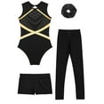 thumbnail image 1 of TSSOE Girls Gymnastics Leotards with Shorts Leggings Scrunchies Sleeveless Sparkly Dance Biketard Ballet Tumbling Outfit Black 14, 1 of 7