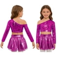 thumbnail image 1 of TSSOE Girls Kids Hip Hop Jazz Dance Clothes Set Performance Streetwear Sequins Latin Dance Dress Disco Outfit Hot Pink 10, 1 of 6