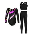 thumbnail image 1 of TSSOE Girls Long Sleeve Gymnastics Leotard Kids Gym Dance Bodysuit with Vest and Leggings Pants Sparkly Unitard Black 8, 1 of 5