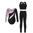 thumbnail image 1 of TSSOE Girls Long Sleeve Gymnastics Leotard Kids Gym Dance Bodysuit with Vest and Leggings Pants Sparkly Unitard Leopard Colorful 10, 1 of 5