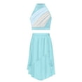 thumbnail image 1 of TSSOE Girls Lyrical Contemporary Dance Dress Sleeveless Crop Top with High Low Sheer Skirt Two Piece Outfit Light Blue 8, 1 of 3