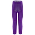 thumbnail image 1 of TSSOE Girls Metallic Leggings Sparkly Elastic Waist Stretchy Tights Shiny Active Jazz Dance Yoga Pants Purple 3-4, 1 of 3
