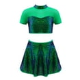 thumbnail image 1 of TSSOE Girls Sequin Jazz Hip Hop Dance Dress Backless Ballet Dance Crop Top with Skirt Street Dance Performance Set Green 10, 1 of 7