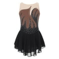 thumbnail image 1 of TSSOE Girls Sleeveless Mesh Splice Ice Figure Skating Dress Ballet Gymnastic Dancewear Competition Costume Brown 14, 1 of 5