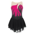 thumbnail image 1 of TSSOE Girls Sleeveless Mesh Splice Ice Figure Skating Dress Ballet Gymnastic Dancewear Competition Costume Hot Pink 8, 1 of 5