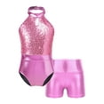 thumbnail image 1 of TSSOE Girls Sparkle Ballet Dance Outfits Sleeveless Gymnastic Leotard with Shorts Set Unitard Cheer Costume Pink 10, 1 of 7