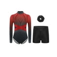 thumbnail image 1 of TSSOE Gymnastics Leotard for Girls Long Sleeve Sparkly Dance Biketard Bodysuit with Shorts Hairband Ballet Tumbling Outfit Red 10, 1 of 3