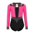 thumbnail image 1 of TSSOE Gymnastics Leotard for Girls Sheer Mesh Skating Jumpsuit Ballet Dance Leotard Activewear Bodysuit Hot Pink 12, 1 of 5