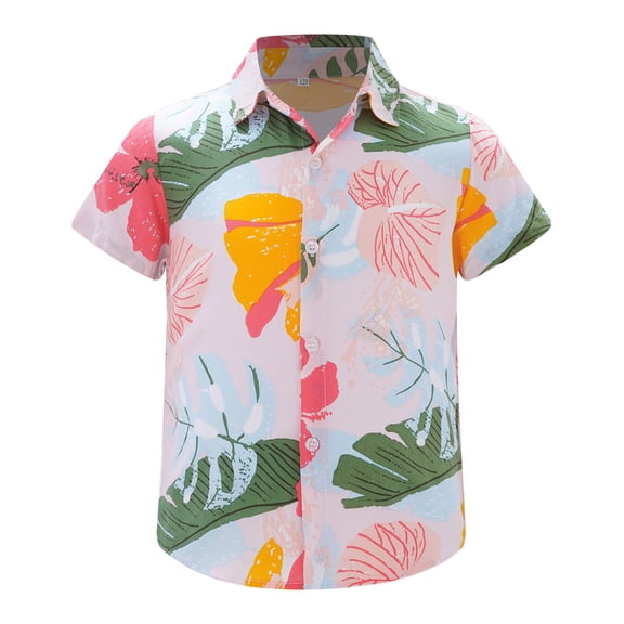 TSSOE Hawaiian Shirts for Boys Short Sleeve Button Down Shirt Tropical Luau Shirt Summer Beach Tops Type B 160