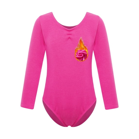TSSOE Kids Ballet Dance Leotard Fleece Lined Bodysuit Girls Gymnastics Unitard Undergarment Warm Up Hot Pink 130