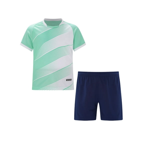 TSSOE Kids Boys 2 Piece Football Training Uniform Short Sleeve Soccer Jersey T-Shirts and Shorts Set Mint Green XXS
