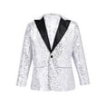 thumbnail image 1 of TSSOE Kids Boys Sequins Jacket Blazer Tuxedo Suit Wedding Party Coat Dance Jazz Disco Costume Silver 16, 1 of 5