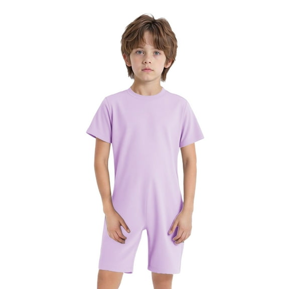 TSSOE Kids Boys Solid Color Leotard Unisex Ballet Dance Training Basic Leotard Special Needs Adaptive Clothing Lavender 6