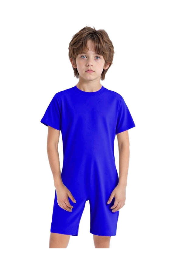 Kids Boys Solid Color Leotard Unisex Ballet Dance Training Basic Leotard Special Needs Adaptive Clothing Royal Blue 6