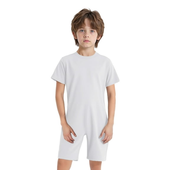 TSSOE Kids Boys Solid Color Leotard Unisex Ballet Dance Training Basic Leotard Special Needs Adaptive Clothing White 4