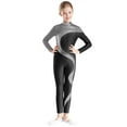 thumbnail image 1 of TSSOE Kids Girl's Long Sleeve Full Body Gymnastics Leotard Skating Jumpsuit Ballet Dance Unitard Bodysuit Gray&Black 14, 1 of 7