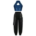 thumbnail image 1 of TSSOE Kids Girls 2 Piece Hip Hop Dance Outfit Sleeveless Sequins Crop Top with Chains Jogger Pants Set Navy Blue 8, 1 of 4