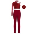 thumbnail image 1 of TSSOE Kids Girls 2 Piece Lyrical Ballet Dance Gymnastics Outfits One Shoulder Crop Tops with Leggings Hairband Set Burgundy 10, 1 of 3