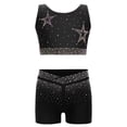 thumbnail image 1 of TSSOE Kids Girls 2Pcs Rhinestone Gymnastics Dance Outfits Strappy Back Crop Tops with Booty Shorts Set Black 10, 1 of 4