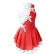thumbnail image 1 of TSSOE Kids Girls 3D Floral Print Ballet Lyrical Dance Dress Ice Figure Skating Dress Sleeveless Sequins Gymnastics Costume Burgundy 8, 1 of 7