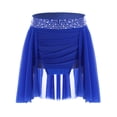 thumbnail image 1 of TSSOE Kids Girls Ballet Chiffon Wrap Skirt Pull-On Skirt Ruched Irregular Dance Skirt Performance Dancewear Blue 12, 1 of 7