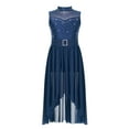 thumbnail image 1 of TSSOE Kids Girls Ballet Dance Dress Sleeveless Lyrical Contemporary Dancewear High-Low Skirt Costume Navy Blue 8, 1 of 7