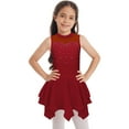 thumbnail image 1 of TSSOE Kids Girls Ballet Dance Dress Sleeveless Turtleneck Figure Ice Skating Dress Dancewear Burgundy 10, 1 of 7