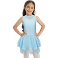 thumbnail image 1 of TSSOE Kids Girls Ballet Dance Dress Sleeveless Turtleneck Figure Ice Skating Dress Dancewear Light Blue 14, 1 of 7