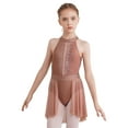 thumbnail image 1 of TSSOE Kids Girls Ballet Lyrical Dance Dress Figure Ice Skating Dress Ballroom Dancewear Coffee 8, 1 of 7