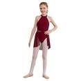 thumbnail image 1 of TSSOE Kids Girls Ballet Lyrical Dance Dress Lace Sleeveless Latin Jazz Contemporary Dancewear Burgundy 10, 1 of 7