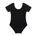 thumbnail image 1 of TSSOE Kids Girls Basic Short Sleeves Cotton Gymnastics Leotard Ballet Dancewear Black 4, 1 of 8