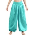 thumbnail image 1 of TSSOE Kids Girls Belly Dance Bloomers Halloween Party Tribal Arabic Trousers Satin Harem Pants Light Green 12, 1 of 7