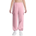 thumbnail image 1 of TSSOE Kids Girls Boys Cargo Trousers Hip Hop Dance Pants Joggers Athletic Sweatpants Jogging Bottoms Overalls Pink 3-4, 1 of 6