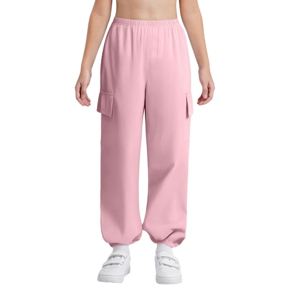 TSSOE Kids Girls Boys Cargo Trousers Hip Hop Dance Pants Joggers Athletic Sweatpants Jogging Bottoms Overalls Pink 3-4
