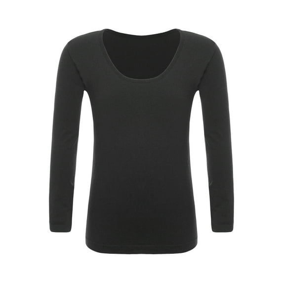 TSSOE Kids Girls Boys Compression Base Layer Thermal Underwear Tops Stretchy Nylon Long Sleeve Type A Black M