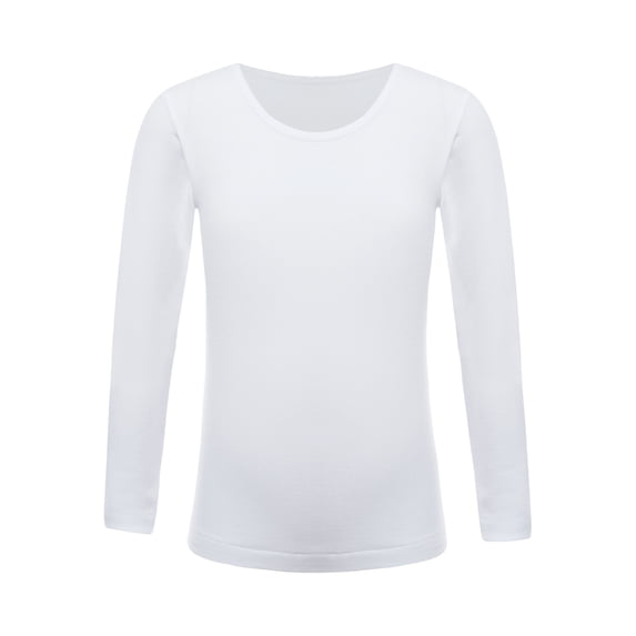 TSSOE Kids Girls Boys Compression Base Layer Thermal Underwear Tops Stretchy Nylon Long Sleeve Type B White S