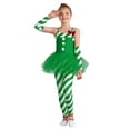 thumbnail image 1 of TSSOE Kids Girls Christmas Candy Cane Santa Claus Jumpsuit Ballet Dance Leotard Tutu Dress Elf Outfit Green 12, 1 of 5