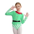 thumbnail image 1 of TSSOE Kids Girls Christmas Elf Santa Outfits Long Sleeves Christmas Leotard Bodysuit Dancewear Green 16, 1 of 5