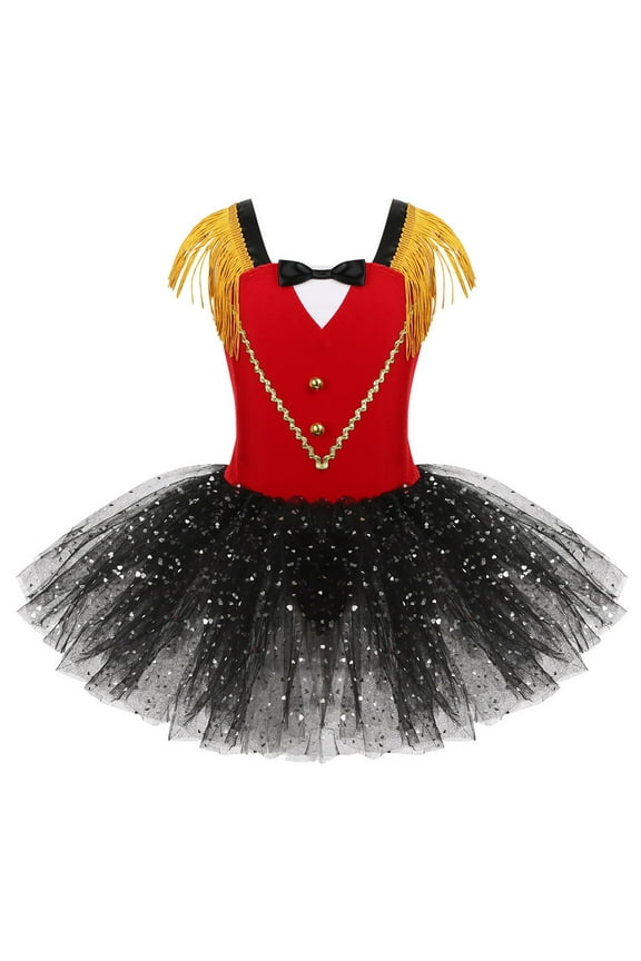 Kids Girls' Christmas Halloween Party Sparkly Circus Ring's Master Inspired Princess Tutu Dress Red 8