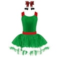thumbnail image 1 of TSSOE Kids Girls Christmas Performance Outfits Sleeveless Sequin Leotard Dress with Hair Clip Set Green 6, 1 of 3