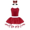 thumbnail image 1 of TSSOE Kids Girls Christmas Performance Outfits Sleeveless Sequin Leotard Dress with Hair Clip Set Red 16, 1 of 4