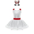 thumbnail image 1 of TSSOE Kids Girls Christmas Performance Outfits Sleeveless Sequin Leotard Dress with Hair Clip Set White 8, 1 of 4