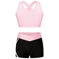 thumbnail image 1 of TSSOE Kids Girls Dance Crop Tops and Shorts Set Two Pieces Dance Sports Outfits Gymnastics Ballet Pink 14, 1 of 5