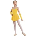 thumbnail image 1 of TSSOE Kids Girls Figure Ice Skating Dress Sleeveless Lyrical Ballet Dance Leotard Dresses with Gloves Yellow 16, 1 of 7