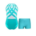 thumbnail image 1 of TSSOE Kids Girls Gymnastics Ballet Dance Leotard Rhinestones Sleeveless Unitard Bodysuit with Shorts Blue Green 8, 1 of 6