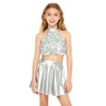 thumbnail image 1 of TSSOE Kids Girls Jazz Latin Dance Dress Tiered Sequins Crop Top with Skirt Samba Tango Dance Performance Clothes Set Silver 10, 1 of 5